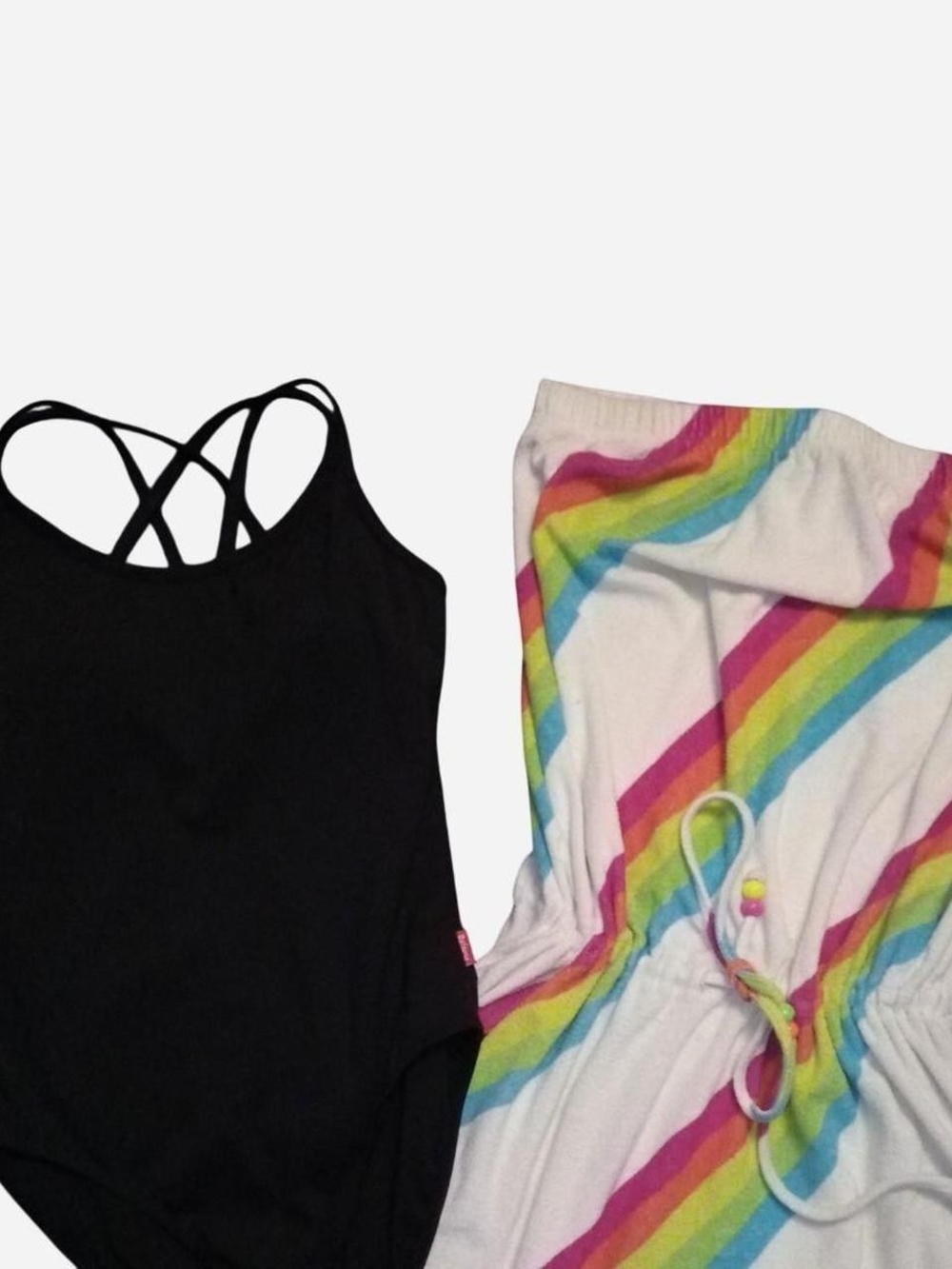 OP Black One-Piece Swimsuit with Rainbow Cover-Up